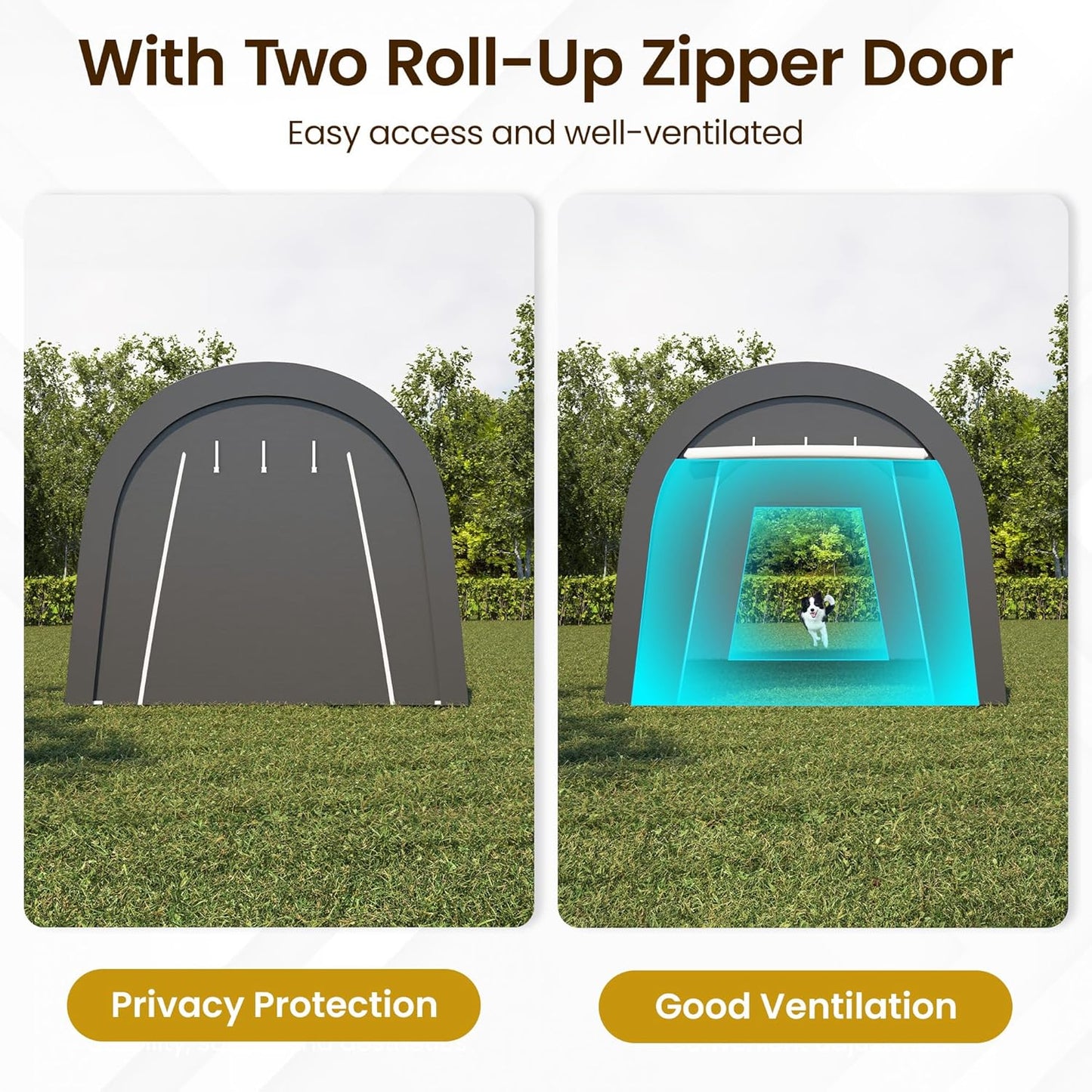 Kiss the Water Carport, Round Portable Garage, Steel Heavy Duty Carport with Ground Stakes, Tensioner and 2 Roll Up Windows PE Fabric Car Port, Garage, Storage Shed, Tent for Storage, SUV (10x20 Ft)