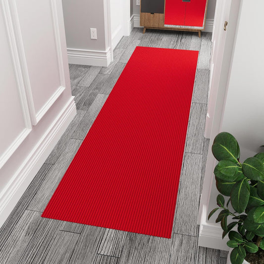 Ottomanson 2' x 8' Hallway Runner with Scraper Pile - Extra Durable Non-Slip Rug Mat for Indoor & Outdoor Use - Ideal for Kitchen, Entryway, Patio & Garage - High-Traffic Carpet, Red