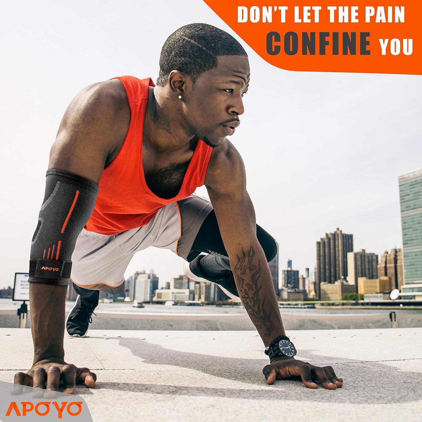 APOYO Elbow Brace for Tendonitis and Tennis Elbow, Compression Sleeve for Arthritis, Workouts, Reduce Joint Pain During Fitness Activity (X-Large)