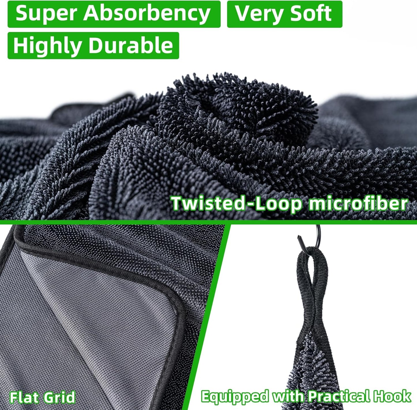 CADONO Large Microfiber Car Drying Towel, Ultra Absorbent Microfiber Cleaning Cloth for Cars, No Streaks, Scratches, or Water Spots (36"x 24")