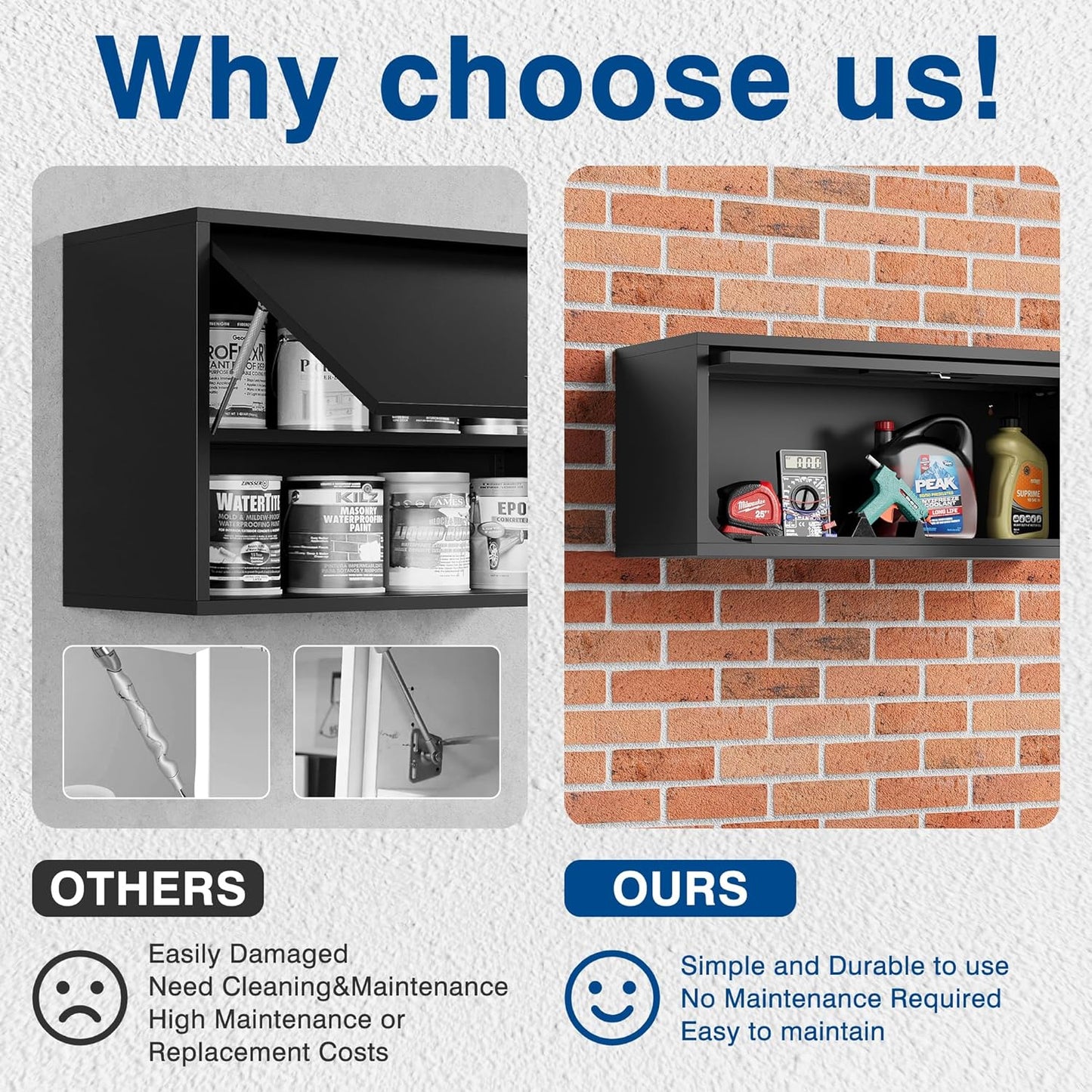 Metal Storage Cabinet Black Wall Cabinets with Locking Door - Wall Mounted Storage Cabinet for Garage Warehouse Home Office - Assembly Required