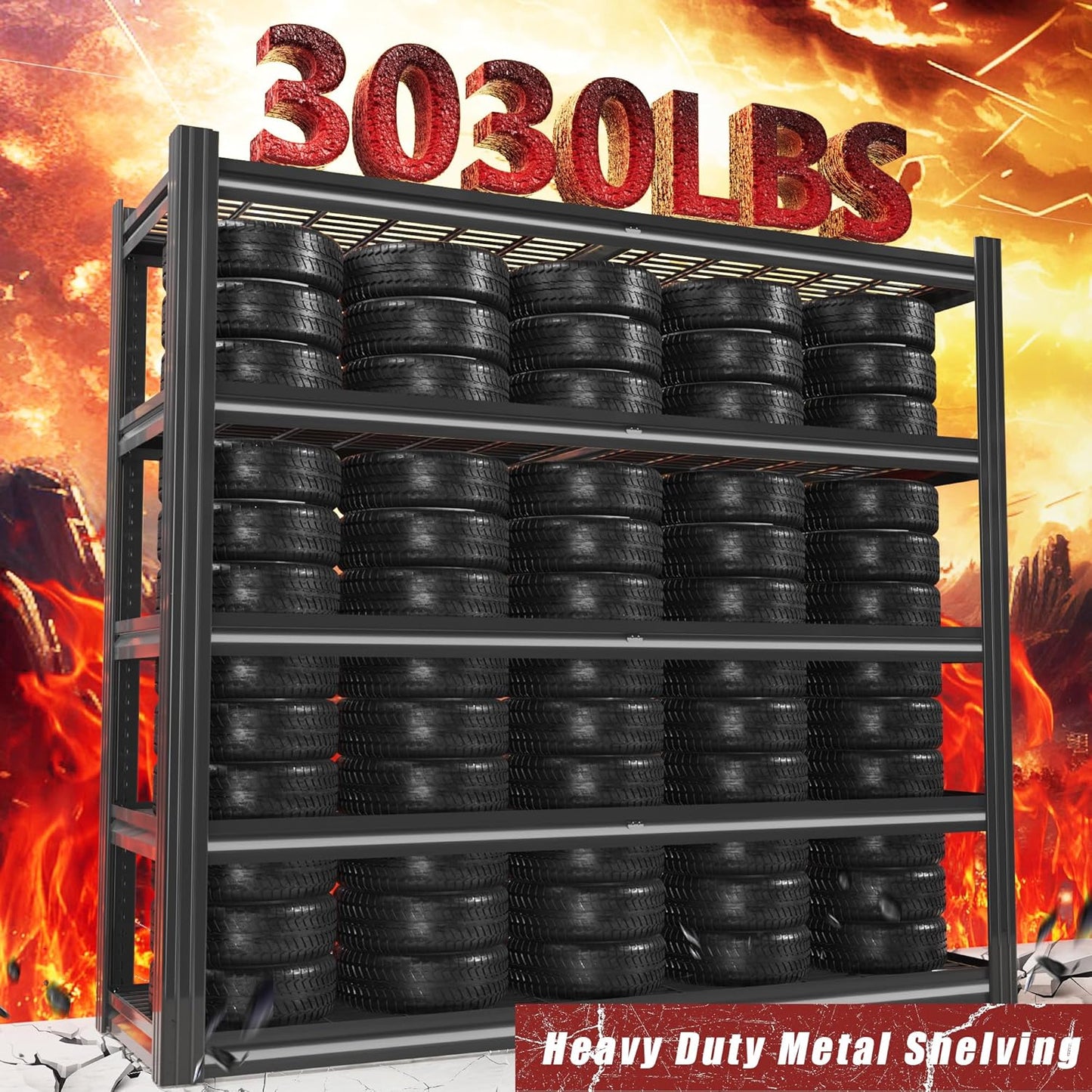 48" W Metal Garage Shelving 5 Tier Storage Shelves Heavy Duty 3030LBS Adjustable Shelf Unit Garage Shelving for Warehouse, Industrial, Basement, 72" H x 48" W x 24" D