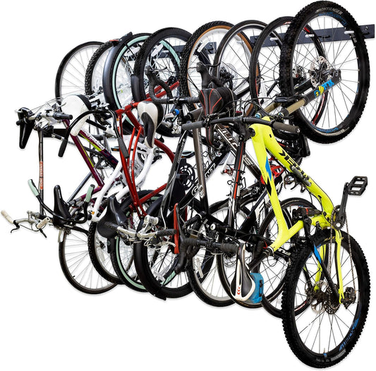 StoreYourBoard BLAT 8 Bike Wall Storage Rack, Holds 2-8 Bicycles, Garage Wall Mount Bike Hooks, Heavy Duty Solid Steel (8 Bikes)