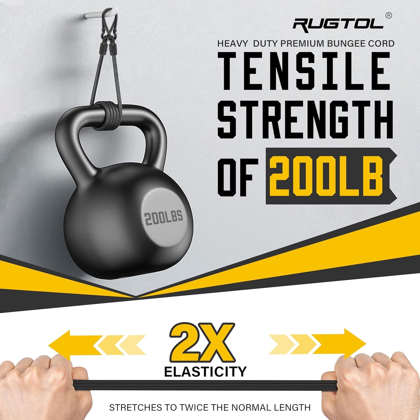 Adjustable Bungee Cords with Hooks, 6 Pack Heavy Duty Outdoor Carabiner Bungee Cord, Black Super Elastic Bungee Straps Easily Adjust from 7" to 48", Great for Cargo, Camping, Bike Racks, Tents