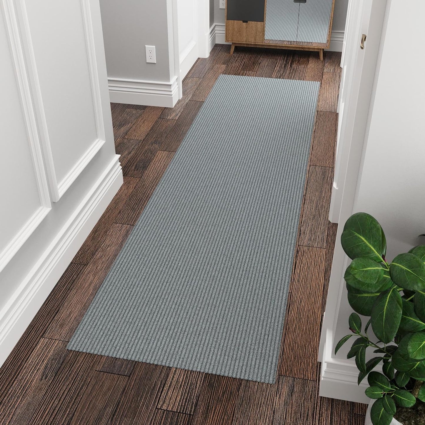 Ottomanson 2' x 8' Hallway Runner with Scraper Pile - Extra Durable Non-Slip Rug Mat for Indoor & Outdoor Use - Ideal for Kitchen, Entryway, Patio & Garage - High-Traffic Carpet, Gray
