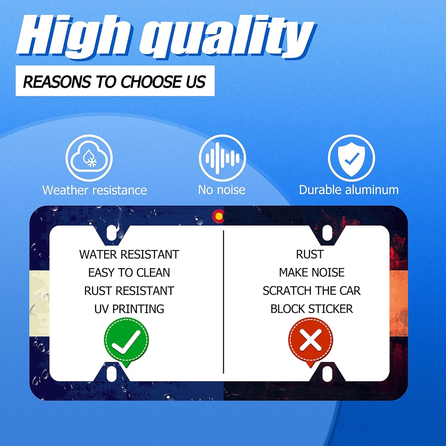 Colorado State Flag License Plate Frame License Plate Stainless Steel Parts Funny License Plate Decorative with Screws Size 12.3" x 6.3" for Men Women