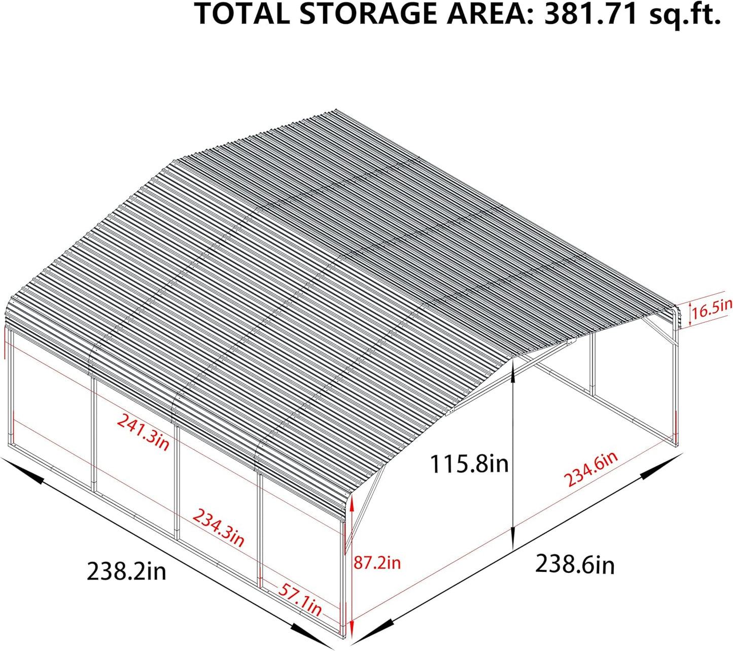 20x20 FT Heavy-Duty Carport with Metal Roof, Metal Car Port Canopy, Garage Car Shelter Shade for Outdoor, Car, Truck, Gray