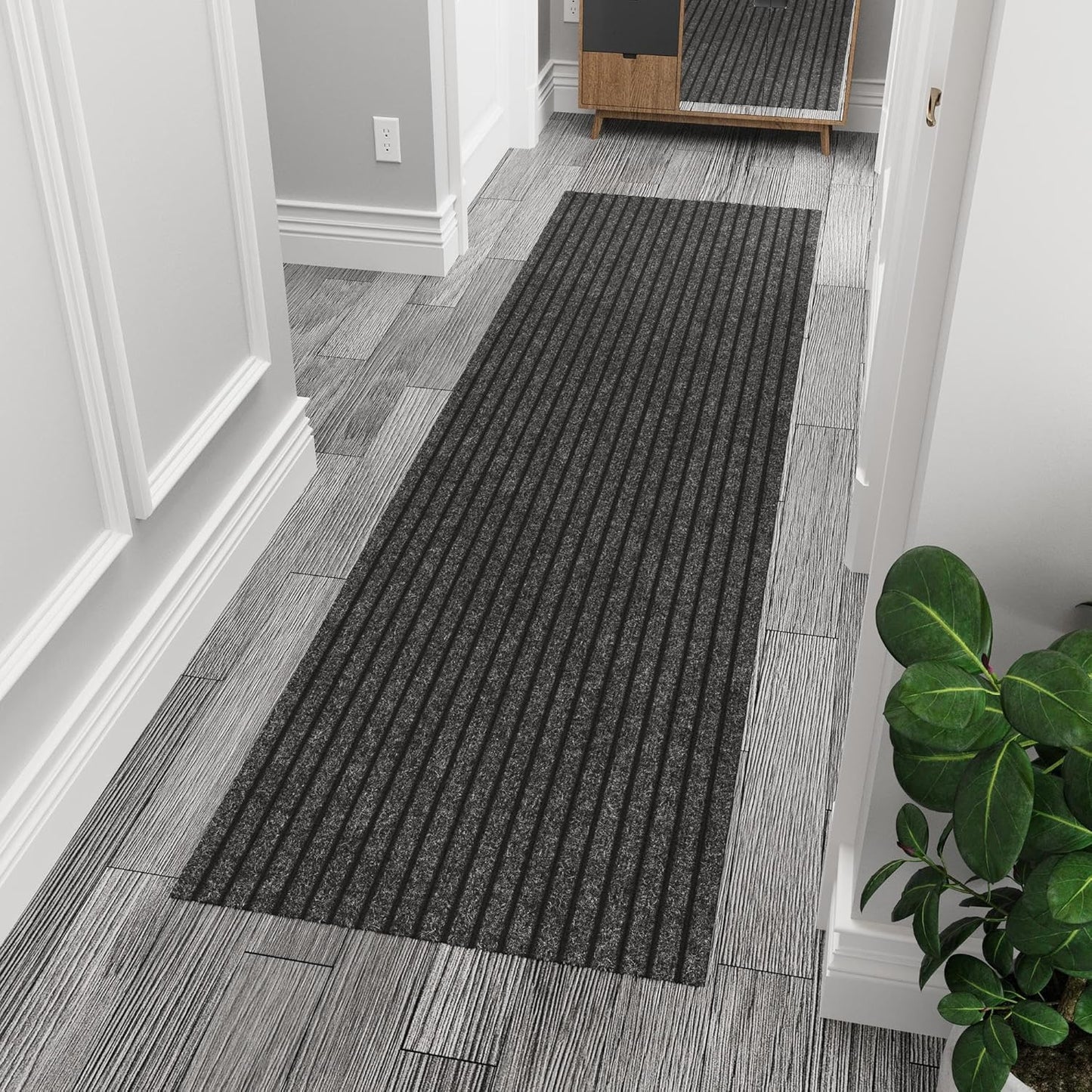 Ottomanson 2'7" x 7' Hallway Runner with Scraper Pile - Extra Durable Non-Slip Rug Mat for Indoor & Outdoor Use - Ideal for Kitchen, Entryway & Garage - High-Traffic Carpet, Black