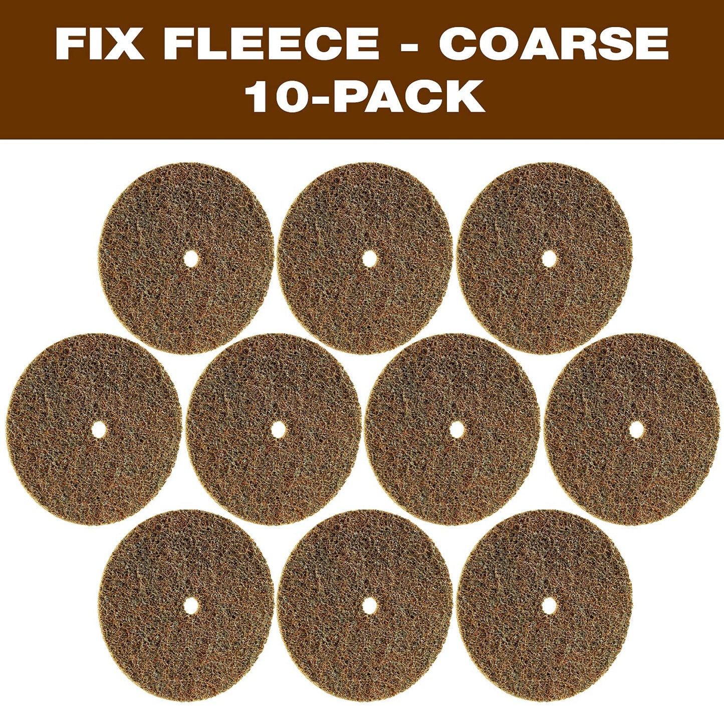 CS Unitec 80650 FIX Fleece (Nonwoven) Disc for The FIX Hook and Loop System, 6" Diameter, Coarse (Brown) (Pack of 10)