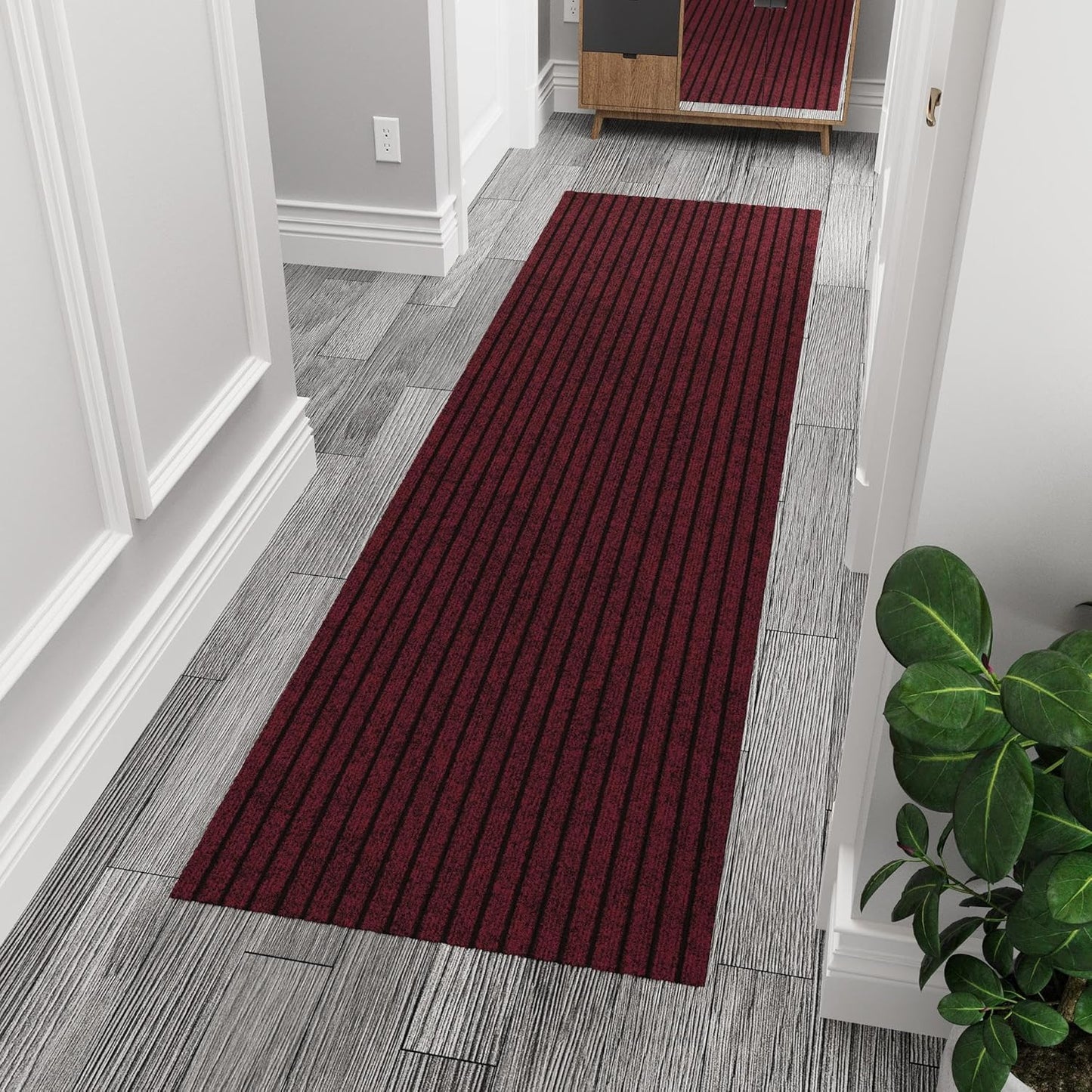 Ottomanson 2' x 10' Hallway Runner with Scraper Pile - Extra Durable Non-Slip Rug Mat for Indoor & Outdoor Use - Ideal for Kitchen, Entryway, Patio & Garage - High-Traffic Carpet, Red