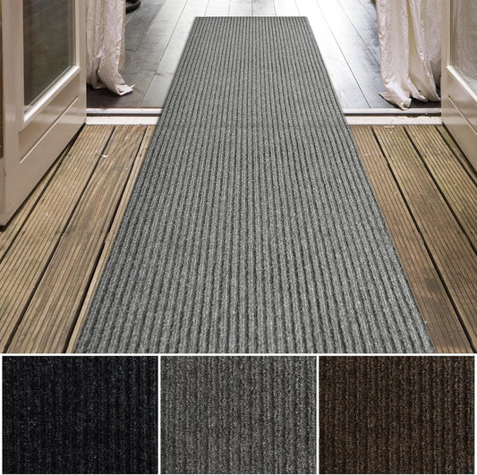 iCustomRug Spartan Weather Warrior Duty Indoor/Outdoor Utility Ribbed in 3ft,4ft,6ft Widths 70 Custom Sizes with Natural Non-Slip Rubber Backing 4'X82' in Grey