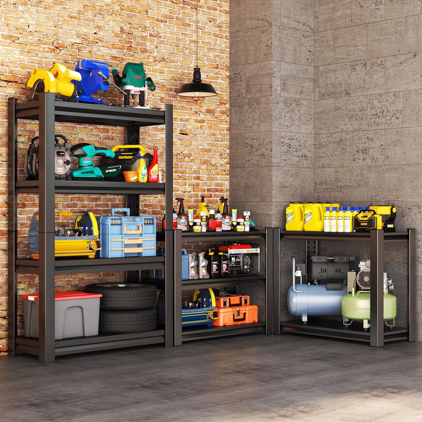 Metal Garage Shelving Unit, Heavy Duty 4-Tier Adjustable Storage Shelf, Steel Shelving,2000 lbs Capacity, Industrial Shelves for Heavy Tools and Equipment (4-Tier 44" H x 16" W x 16" D)