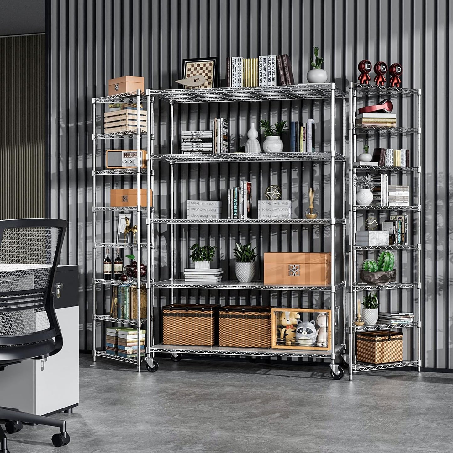 5 Tier NSF Metal Shelf Wire Shelving Unit, 6000lbs Capacity Heavy Duty Adjustable Storage Rack with Wheels & Shelf Liners for Commercial Grade Utility Steel Storage Rack , 82"H x 48"L x 24"D - Chrome