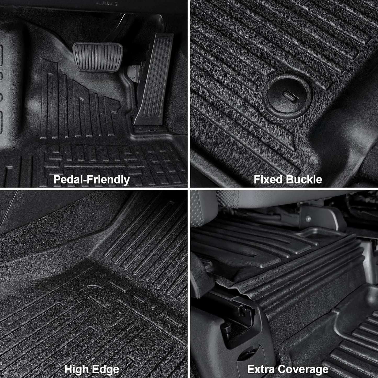 Floor Mats for 2024 2025 Hyundai Santa Fe 6-Seat/7-Seat (Fit Hybrid and Fuel), All Weather TPE Floor Mat and 2-in-1 Cargo Mat with Backrest Mat for Santa Fe Accessories