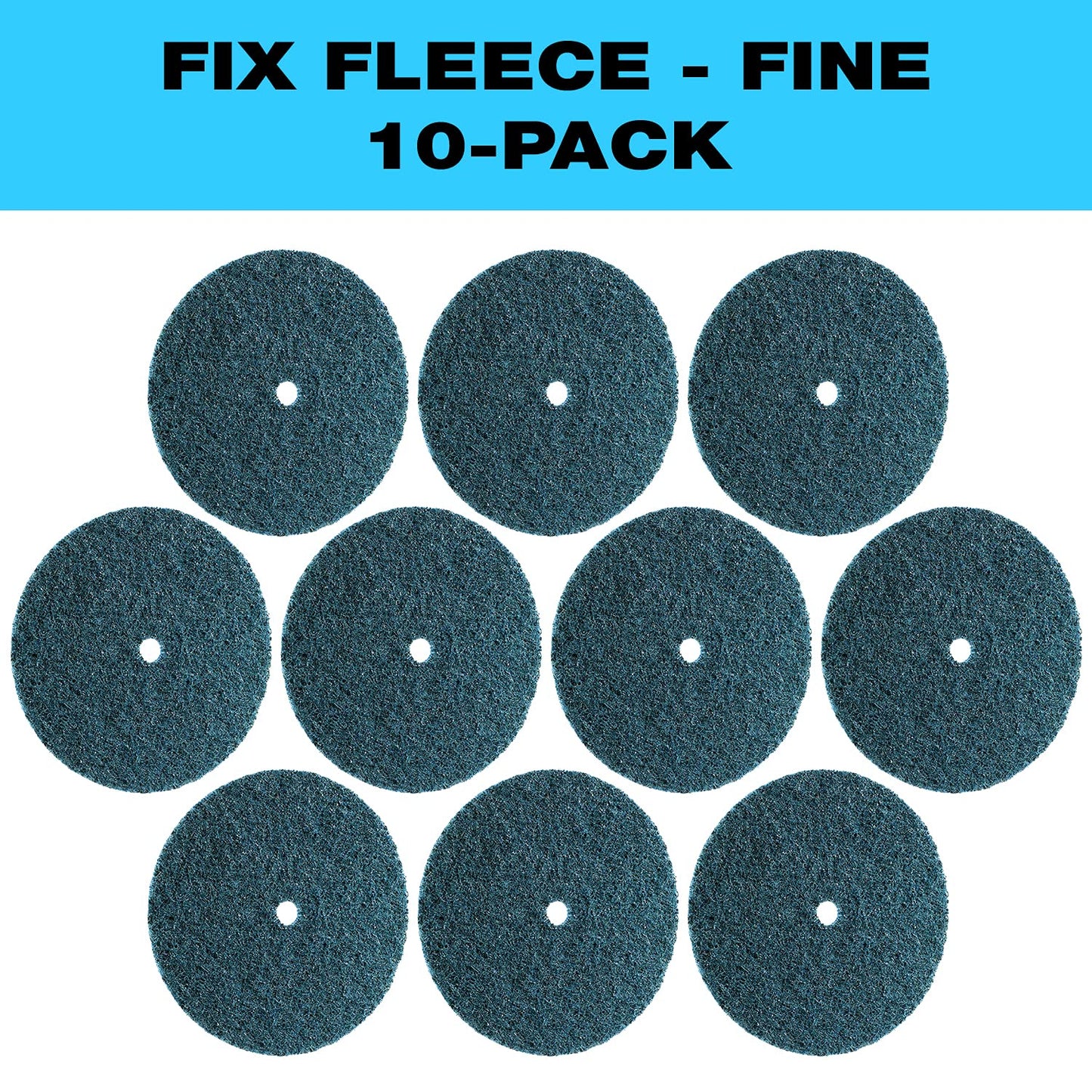 CS Unitec 80652 FIX Fleece (Nonwoven) Disc for The FIX Hook and Loop System, 6" Diameter, Fine (Blue) (Pack of 10)