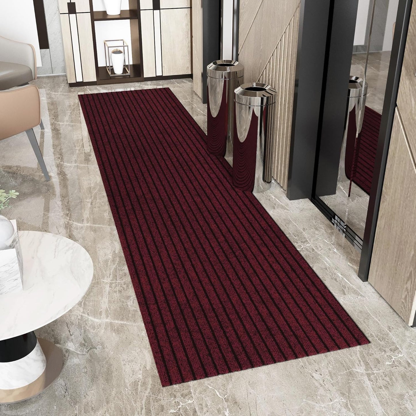 Ottomanson 2' x 14' Hallway Runner with Scraper Pile - Extra Durable Non-Slip Rug Mat for Indoor & Outdoor Use - Ideal for Kitchen, Entryway, Patio & Garage - High-Traffic Carpet, Red