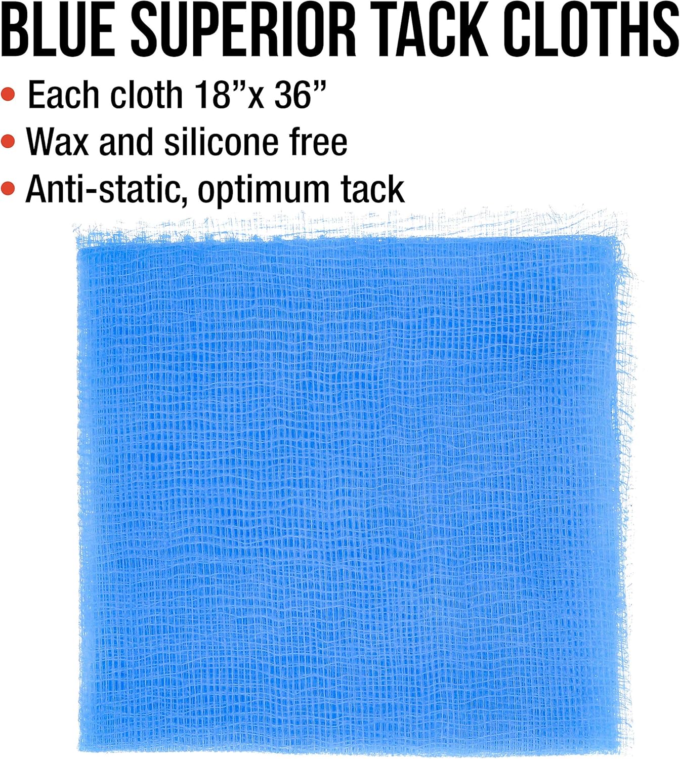 TCP Global Pure Blue Superior Tack Cloth, 144-Pack, Automotive & Woodworking, Dust/Stain/Paint Rags, Tac Cloth for Autobody