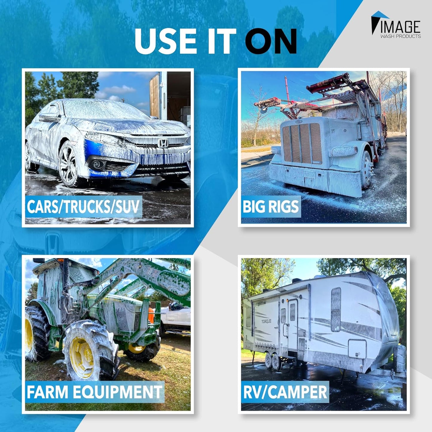 Image Wash Products Wax Replacement (Foamable) - Protectant for Any Size Vehicle. Foam On/Rinse Off (5 Gallon)