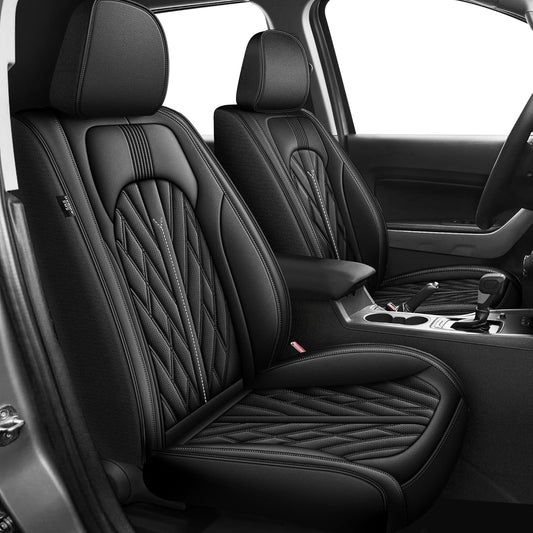 AOMSAZTO Ford Ranger Seat Covers: Full Set Custom Fit 2019 2020 2021 2022 2023 2024 2025 Ford Ranger Breathable Waterproof Leather Seat Protector(5 Seats, Black)
