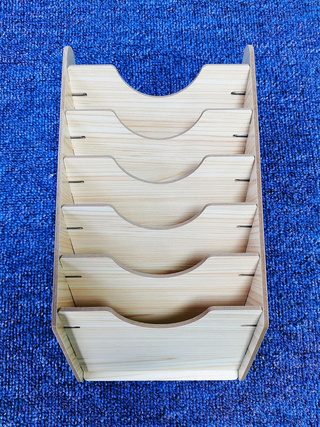 6-Tier Hanging Wooden Sandpaper Storage Holder, Sandpaper Organizer for Sanding Discs 5 Inch 6 Inch, Wall Mount Woodworking Tools Rack(Excluding Sandpaper), Maple Color, 1 Set