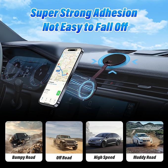 Car Phone Holder for Magsafe [3-sided 4200gf Strongest Magnetic] 300° Folding Phone Stand for Desk, Portable Phone Ring Holder Grip, Phone Holders for Your Car Accessories for iphone/Android/Tablets