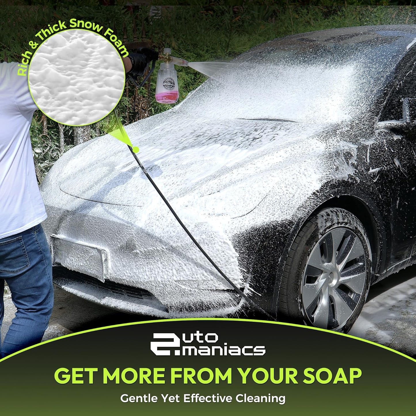 AutoManiacs Foam Cannon for Pressure Washer, Adjustable Car Wash Sprayer with 1/4 Inch Quick Connector, 1L Durable Snow Foam Blaster for Car & Truck Washing