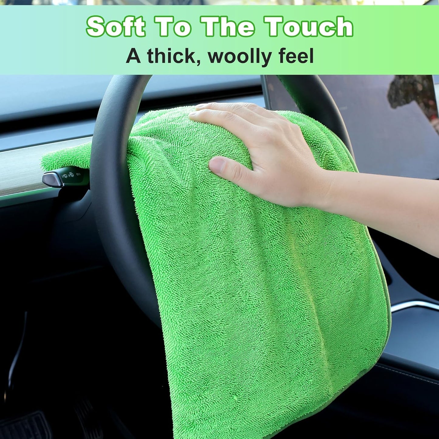 JOYMOOP Car Dry Towel, Quick Drying, Medium Size, Polyester Fiber & Polyamide Fiber, Green, 35.4 x 23.6 Inches, 1 Pack for Boates, RVs, SUVs, Trucks, Cars