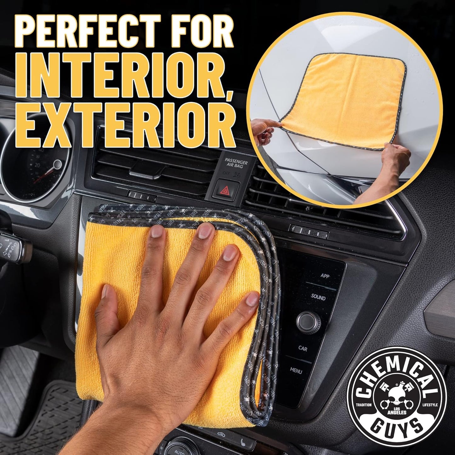 Chemical Guys ‎MIC721 Miracle Dryer Microfiber Drying Towel, (Great for Cars, Trucks, SUVs, RVs, Motorcycles & More), Yellow (36" x 25")