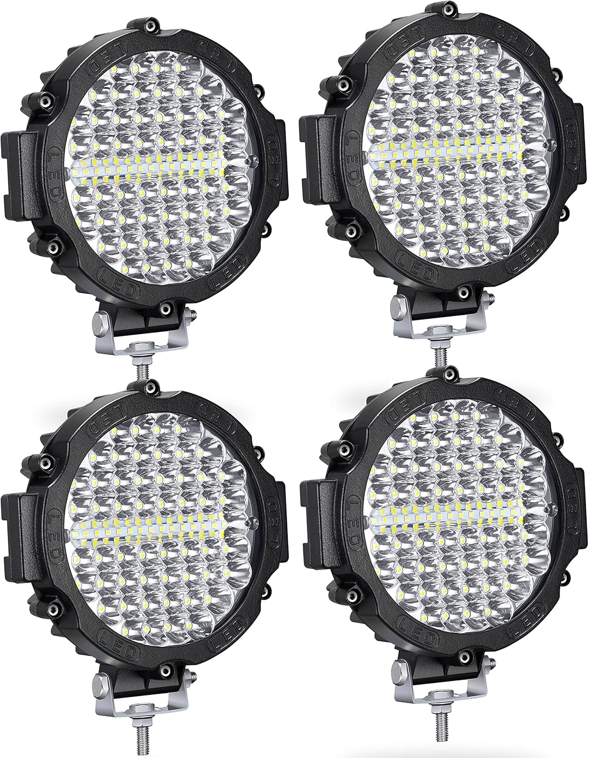 Round LED Off Road Lights 210W 21000lm, Trucks Tractor LED Work Lights, LED Light Pods Offroad Auxiliary Driving Fog Lights Snowmobile Golf Cart ATV UTV RV Plower, 4PCS