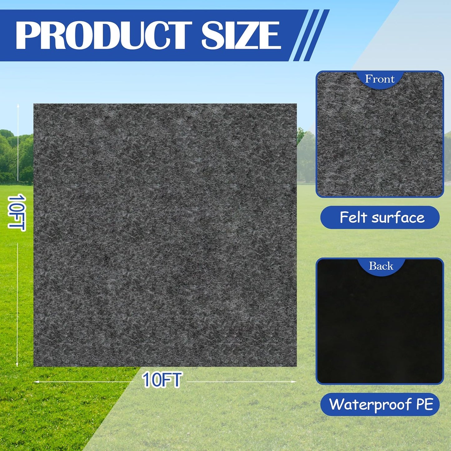 Ogrmar 10 x 10 FT Outdoor Storage Shed Mat, Waterproof Storage Shed Flooring Mat, Soft Patio Furniture Carport Mat Washable with Non-Slip Backing, Storage Shed Not Included (10x10FT)