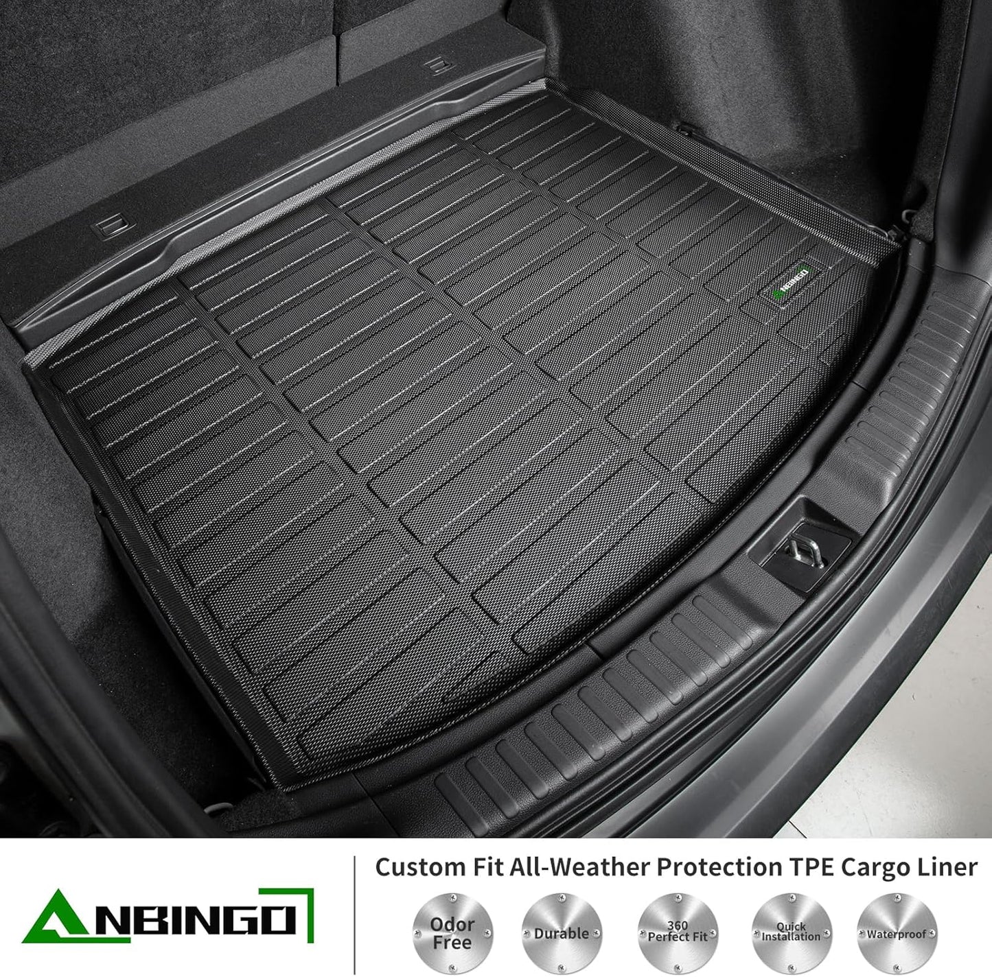 ANBINGO®-Floor Mats & Cargo Liner Custom for Porsche Cayenne 2019-2025 All Weather Protection TPE Heavy Duty Non-Slip Automotive Cayenne Floor Liners Fits Full Set Accessories, Black