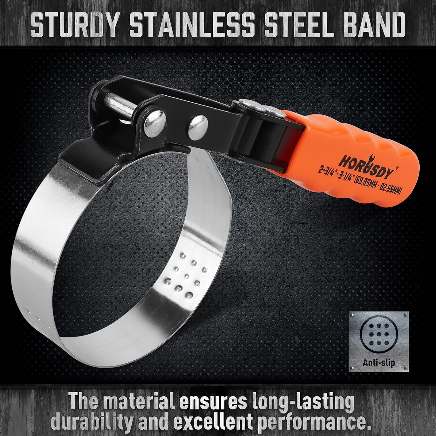 HORUSDY Small Swivel Oil Filter Wrench, 2-3/4" to 3-1/4" Ajustable Car Oil Filter Removal Tool, Durable & Easy Operation