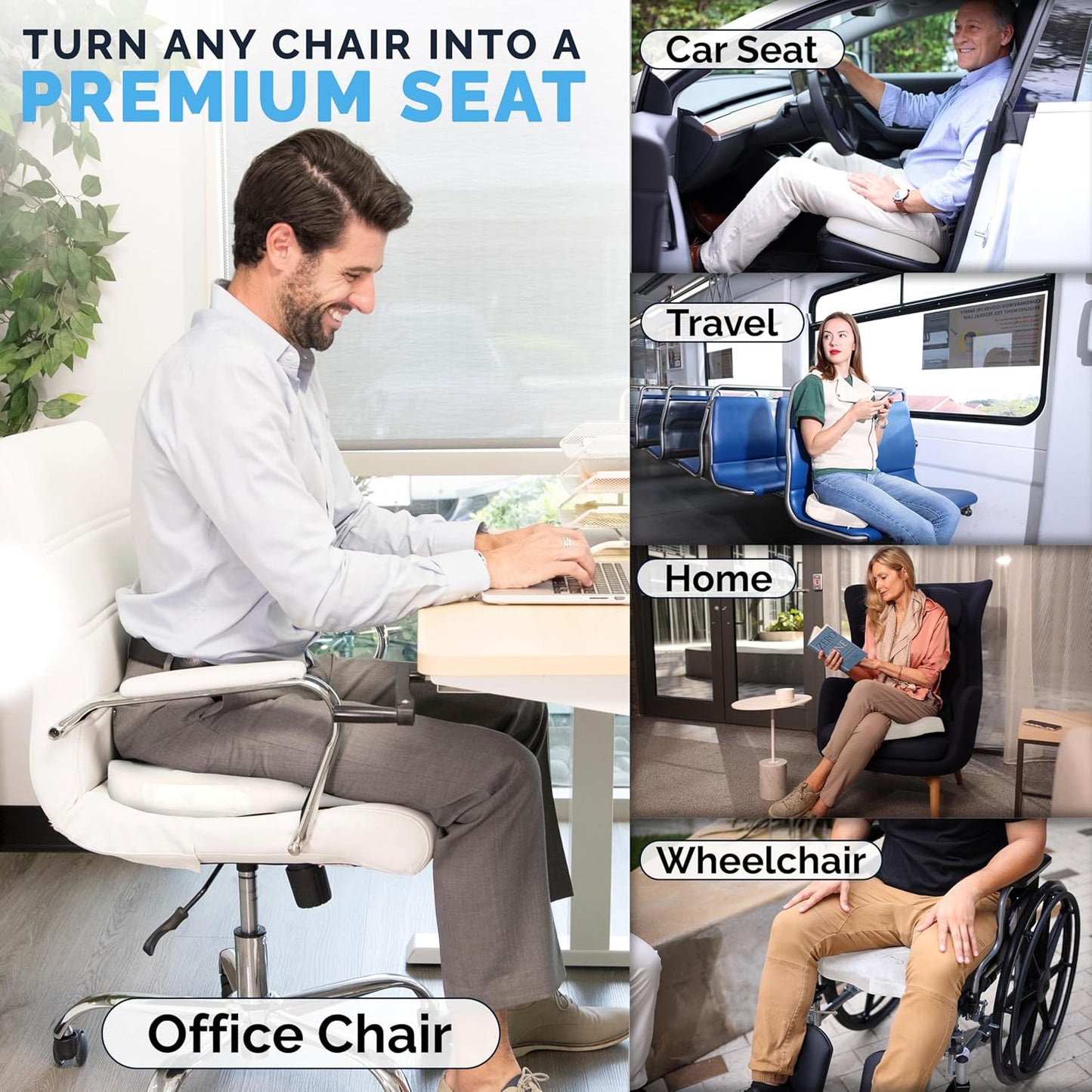 ComfiLife Premium Gel & Memory Foam Seat Cushion – Doctor Recommended Office Chair Cushion, Car Seat Cushion – Chair Cushions for Back & Sciatica Pain Relief – Seat Cushions for Office & Desk (Beige)