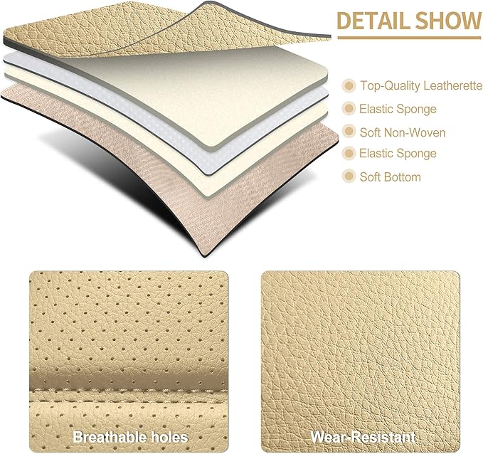 AOOG Leather Car Seat Covers for Cars SUV Pick-up Truck, Universal (Beige, Front Pair)