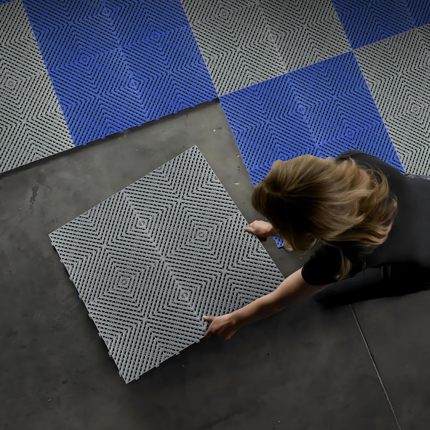 Interlocking Garage Floor Tiles - 0.79in,Vented, Self-Draining, Non-Slip Flooring, Modular, Virgin Polypropylene, Ideal for Garages, Patios, Basements, Decks -51.6 sq ft (RED, 30PCS)