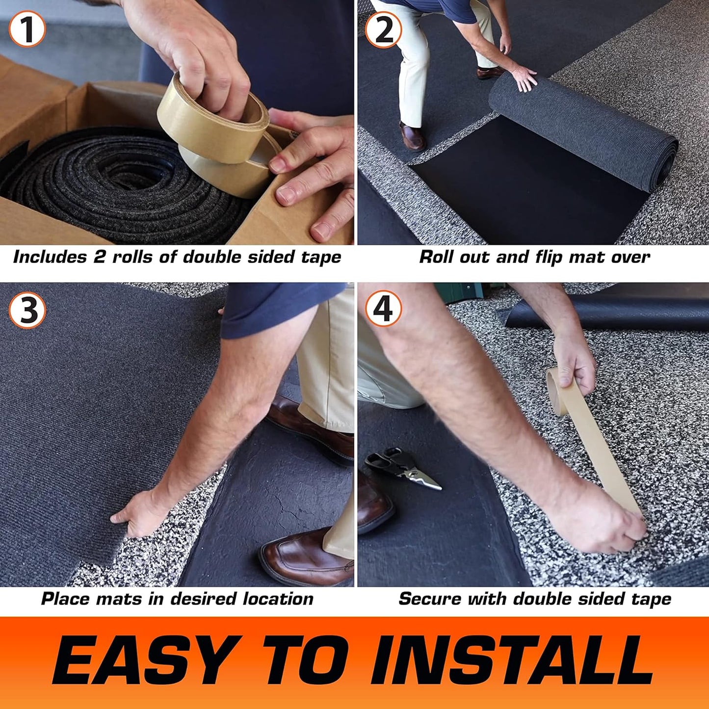 Armor All Premium Garage Floor Mat, Increased Thickness & Cushion, (Combined Size: 19’ x 7’6”), (Includes Double Sided Tape), Protects Surfaces - Absorbent/Waterproof/Durable (USA Made)