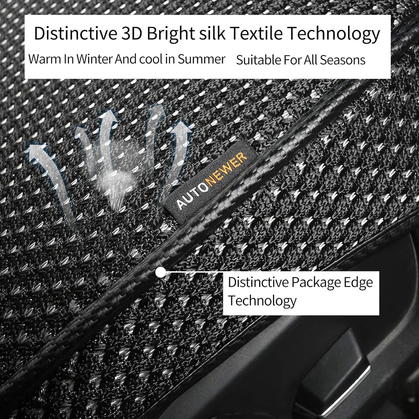 Auto Newer Breathable Universal Four Seasons Car Seat Covers, Luxury Include Front Car Seat Protector and RearCar Seat Cushion,Compatible with 95% Vehicles Fit for Cars Truck SUV (Black,3PCS)