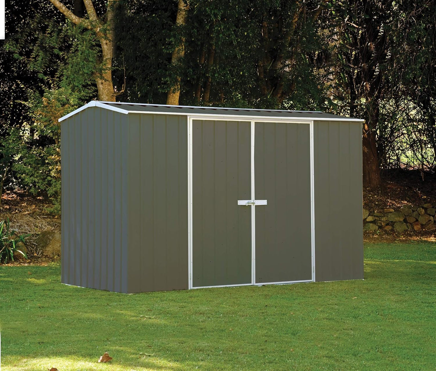 Premier Storage Sheds, 10'x7' Metal Garage, DIY Backyard Shed, Utility Tool Storage, Weather & Wind Resistant Aluminum Panels & Steel Frame, Maintenance-Free, 12 Year Warranty, Woodland Gray