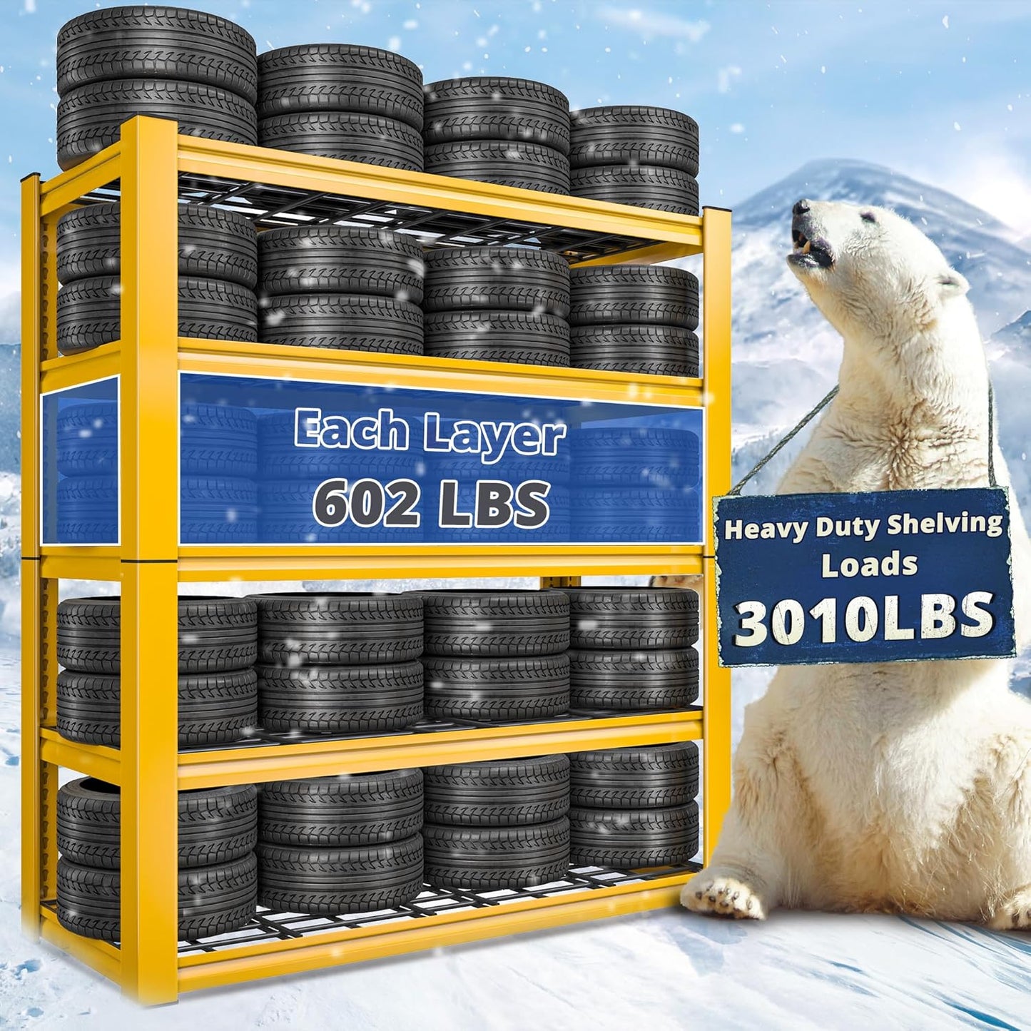 REIBII 72''H Garage Shelving 3010 LBS Storage Shelves Adjustable Metal Shelving 5 Tier Metal Shelves for Storage Industrial Shelf for Pantry Kitchen Basement 72" HX35.5 WX16 D, 3 Pack