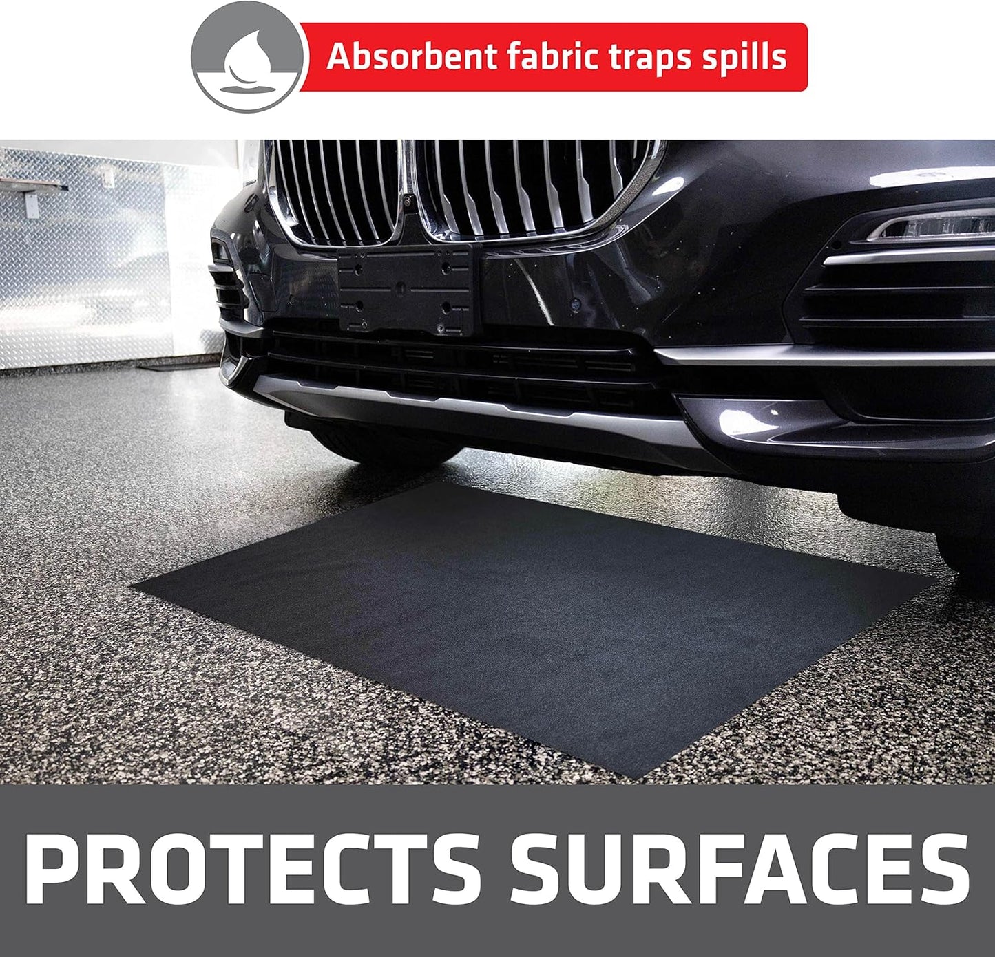 Drymate XL Oil Spill Mat (36" x 59"), Premium Absorbent Oil Pad, Reusable, Washable, Durable, Waterproof Backing Contains Liquids, Protects Garage Floor Surface (USA Made)