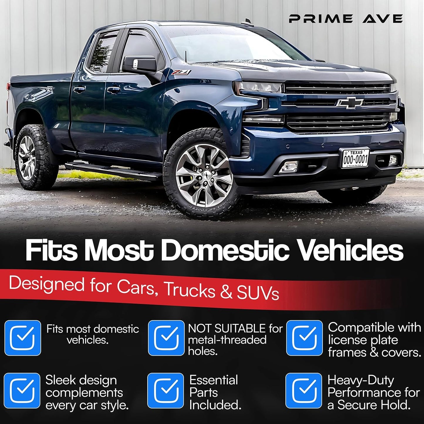 Black Oxide Stainless Steel License Plate Screws for License Plates, Frames, Covers - Durable & Rust Proof Licence Plate Screw Set for Front/Rear - Compatible with Ford Lincoln (Pack of 8)