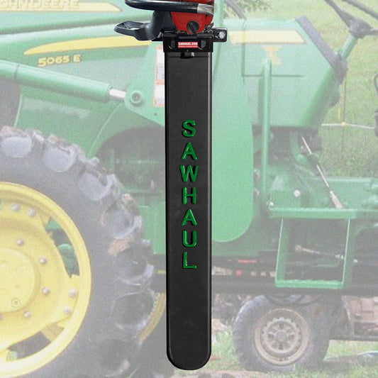 SawHaul Universal Tractor Chainsaw Holder - Made in Kansas USA - Fixed Mount Chainsaw Carrier (36" Green) Compatible w/All Brands