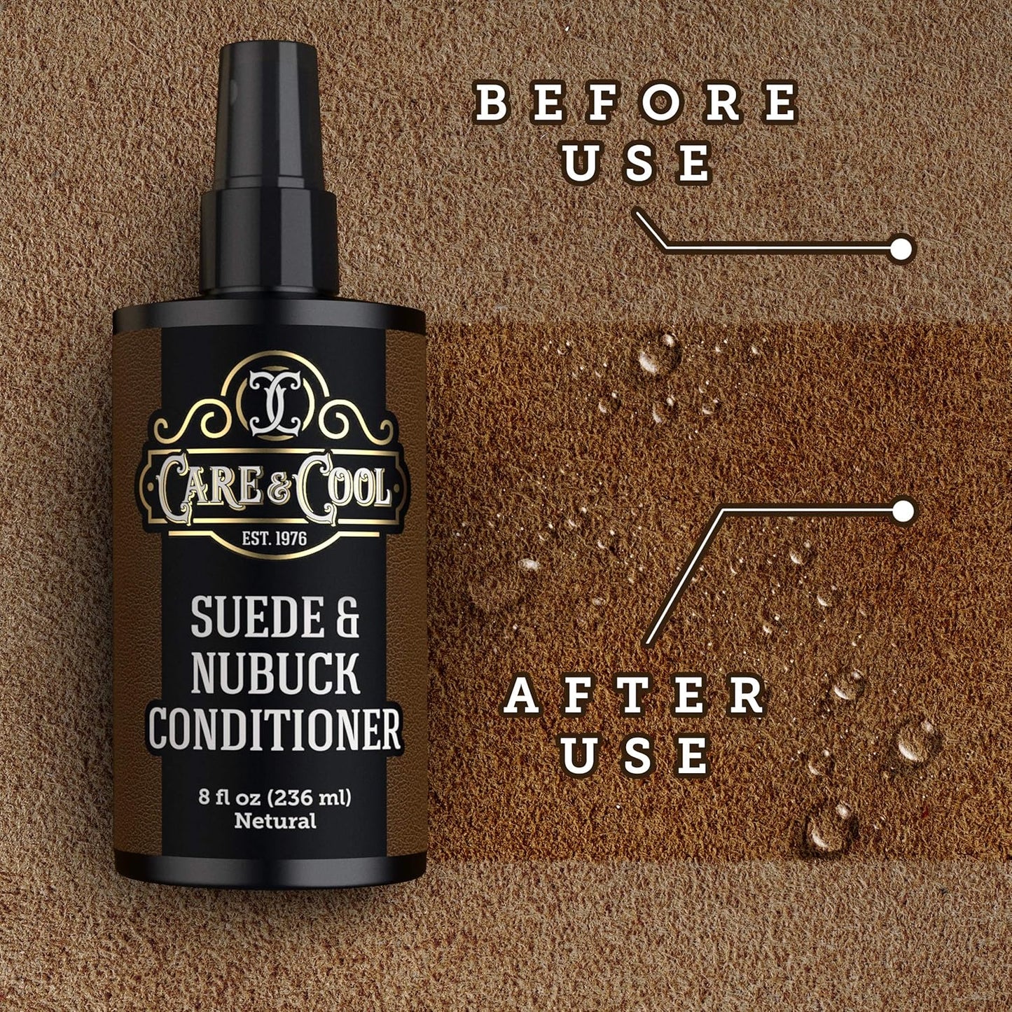 Care & Cool Suede and Nubuck Conditioner, Renovator, and Protector. Your Best Choice for Waterproofing and Rejuvenating The Delicate Structure Against The Elements and Abrasive Impurities (8 Fl Oz)