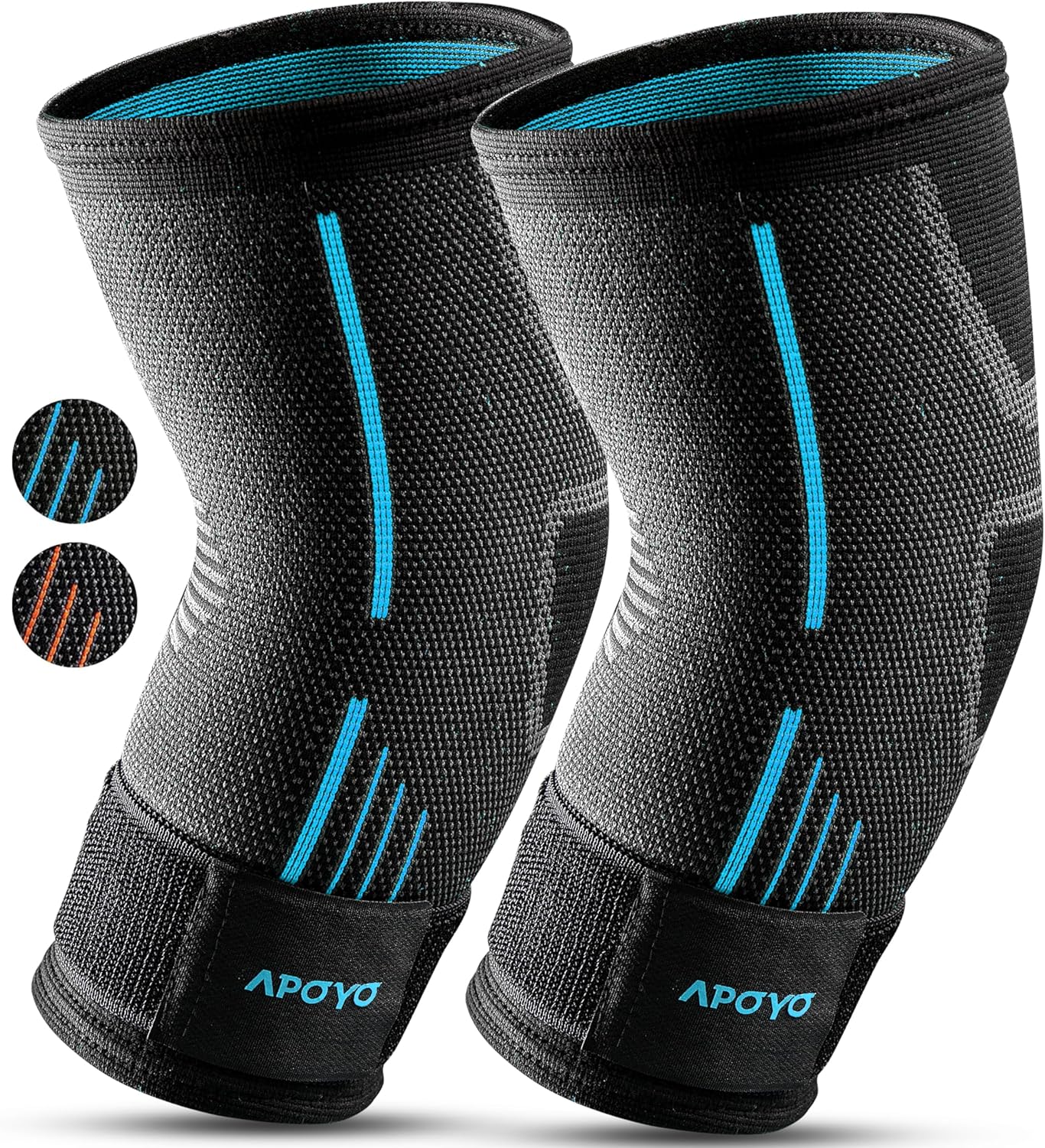APOYO Elbow Brace for Tendonitis and Tennis Elbow, (Pair) Compression Sleeve for Arthritis, Workouts, Reduce Joint Pain During Fitness Activity (Large)